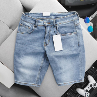 Quần short jean nam xám bạc big size ống suông nhẹ ngang gối co giãn hàng vnxk đẹp