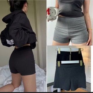 Quần legging đùi ngắn biker short nữ cạp cao bản to form ôm bó vải cotton co giãn nhiều màu trơn mã cm44