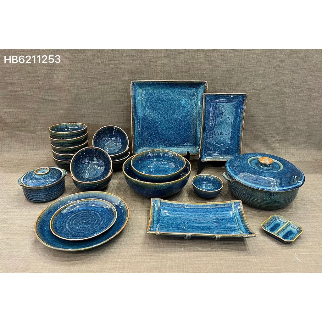 Bộ Bát Đĩa Gốm Sứ Decor, Chén Dĩa Dễ Thương Bộ Bát Đĩa Hoả Biến Xanh Chuẩn Gốm sứ Bát Tràng