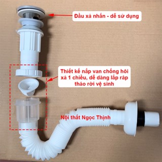   XẢ NHẤN  Ống xả lavabo ruột gà  CÓ RÃNH XẢ TRÀN  chống hôi dùng cho lavabo rửa mặt có rãnh xả tràn 