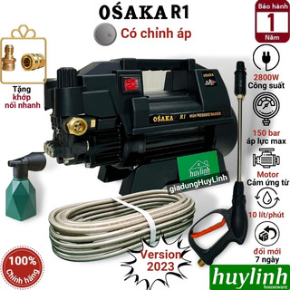 Máy xịt rửa xe - điều hòa - máy lạnh Osaka R1 2800W chỉnh áp - Tặng khớp nối đầu ra