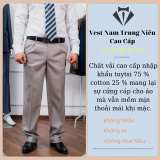 Quần âu công sở nam trung niên, quần tây hồng ngọc cao cấp vải nhập
