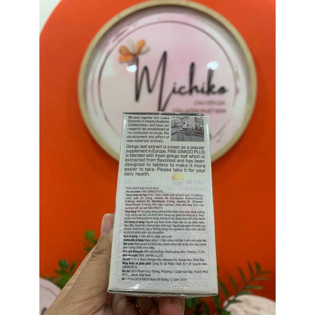 Viên Uống Fine Japan N Hoạt Huyết Dưỡng Não Nhật Bản Fine Ginkgo Plus 400 viên