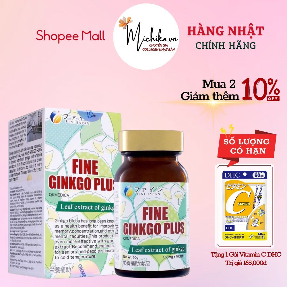 Viên Uống Fine Japan N Hoạt Huyết Dưỡng Não Nhật Bản Fine Ginkgo Plus 400 viên