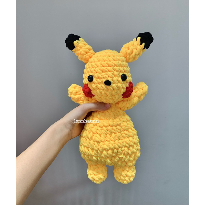 Pikachu len, gấu pikachu nhồi bông handmade