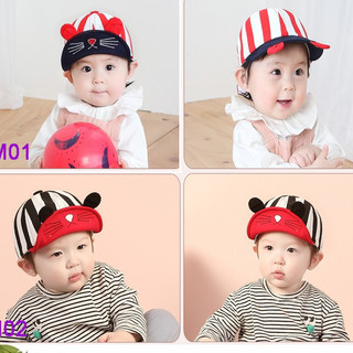Mũ lưỡi trai cho bé trai và bé gái mẫu kẻ tai mèo
