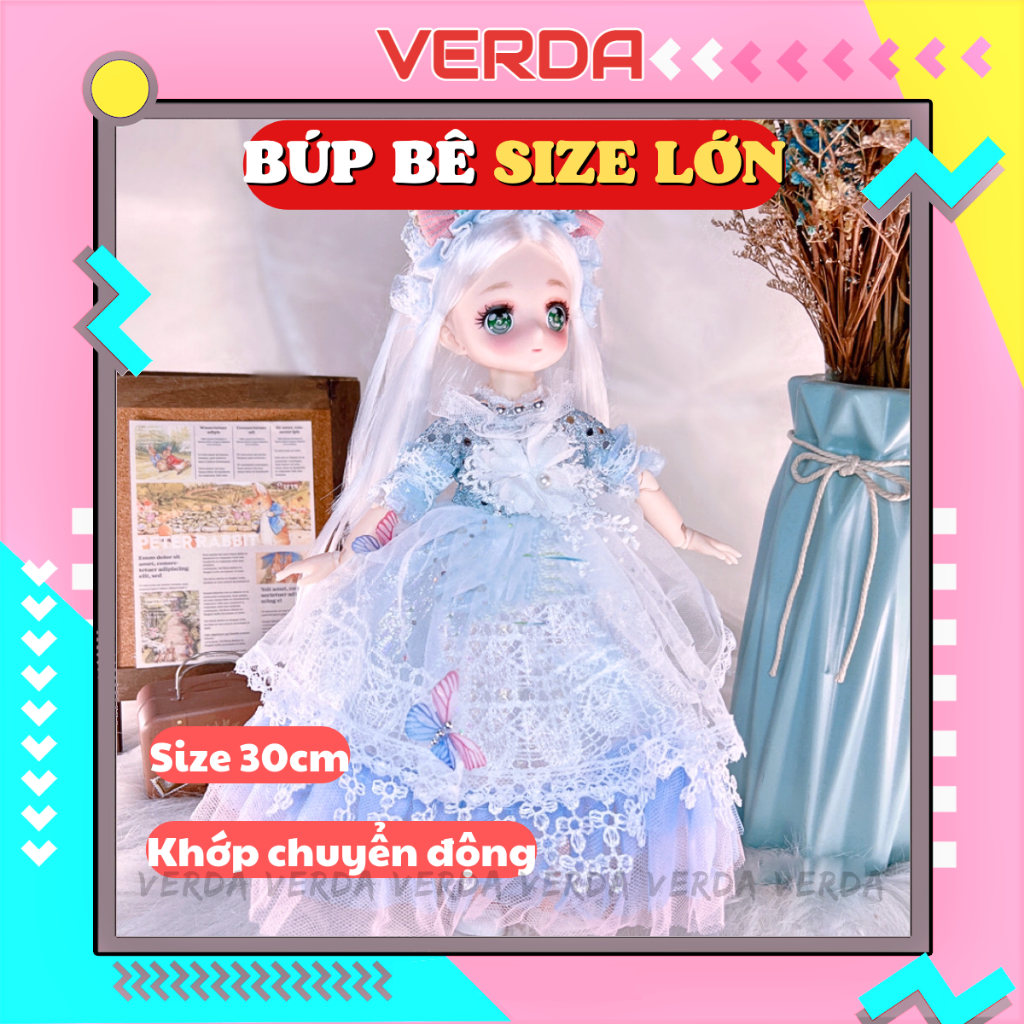 Búp bê 30cm có khớp cho bé gái, barbie bjd công chúa elsa lớn loại to dễ thương đồ chơi baby VERDA