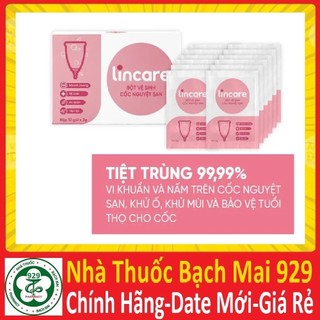   Hộp 12 gói  Bột tiệt trùng Cốc nguyệt san Lincare vệ sinh tiện lợi an toàn gọn nhẹ LINCUP BEUCUP BEBU   t9.1  