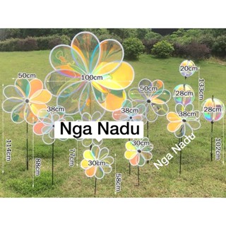 Chong chóng nhựa 8 cánh trong suốt PHẢN QUANG lấp lánh trang trí xe cà phê,trà sữa,trường học,công viên,vườn hoa