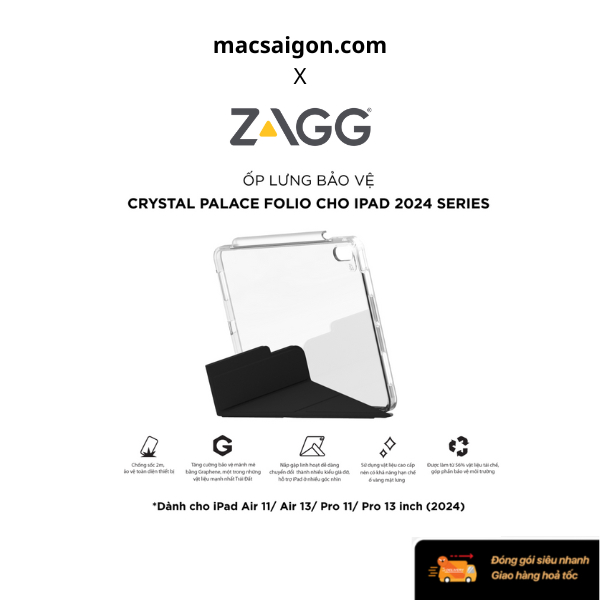 Ốp lưng iPad chip M2/M4 ZAGG  - Crystal Palace Folio
