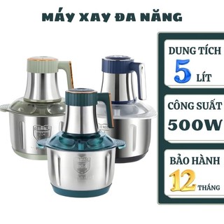 Máy xay thịt, xay đa năng 5L, công suất 500W, cối thép không gỉ, xay thịt, rau, củ, quả... 