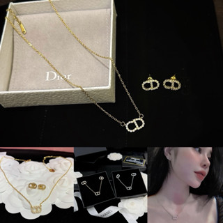 Set vòng cổ + khuyên tai CD titan cao cấp không han gỉ, bông tai thương hiệu cực hot dây chuyền