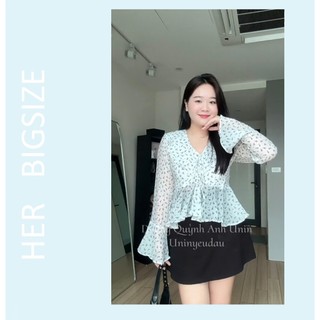 Áo thiết kế Bigsize hoa nhí tay loe bánh bèo dễ thương H045