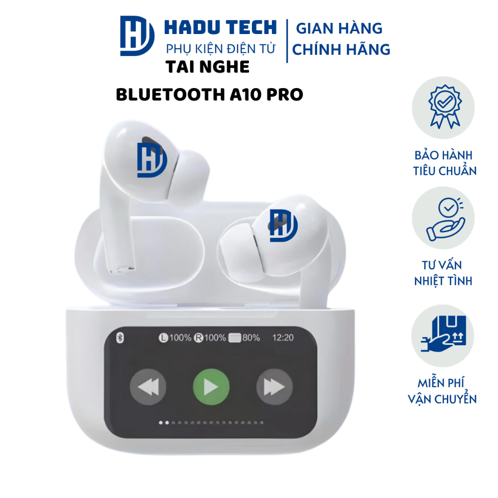 (Hàng nguyên seal) Tai Nghe Bluetooth Màn Hình Cảm Ứng A10 Pro 2024- Chống ồn, xuyên âm ANC/ENC