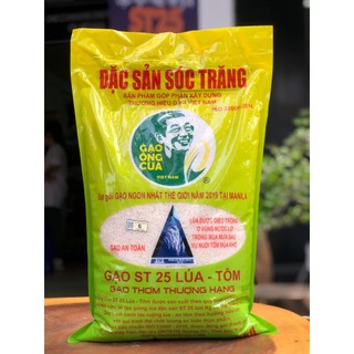 Gạo ST25 Lúa tôm Ông Cua túi 5kg (Gạo ngon nhất thế giới năm 2029 và 2023)