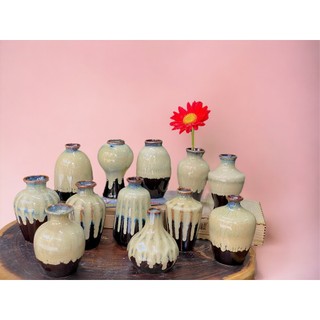  Lọ hoa mini gốm sứ Decor trang trí Bình Hoa Gốm Sứ Bát Tràng ngẫu nhiên   chọn mẫu ib  Men Vàng Kem Hoả Biến 