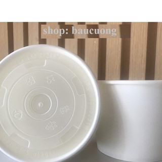 50 bát giấy - tô giấy trắng 1000ml kèm nắp
