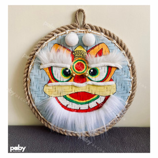 Mẹt Trang trí Tết | Mẹt tre vẽ ĐẦU LÂN thủ công | Trang trí Tết