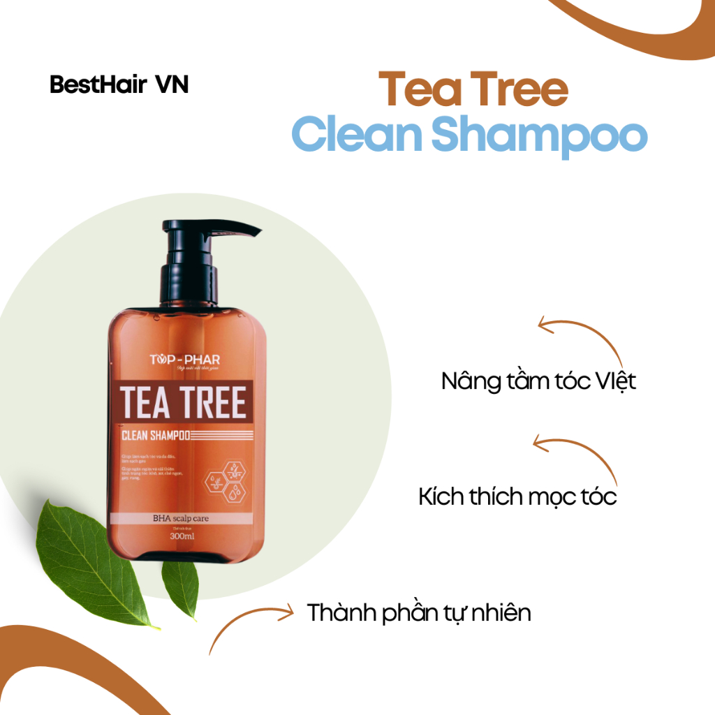 Dầu gội đầu tràm trà Teetree besthair,kiềm dầu có tinh chất tràm trà, sạch gầu ngăn ngừa rụng tóc