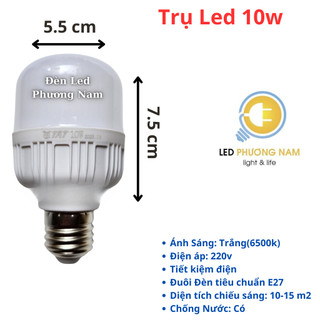 Bóng Đèn Led Trụ 10w (Trắng - Vàng) (Thiếu Wát - Đủ Wát)