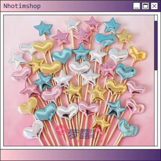 Set 5 topper trái tim trang trí bánh sinh nhật, bánh kem, bánh cupcake - Nhotimshop