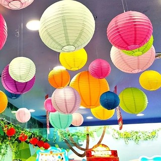 Đèn lồng giấy tròn trang trí Trung Thu- đèn lồng giấy tròn đủ màu sắc giá rẻ, siêu thị, trường học, văn phòng, decor