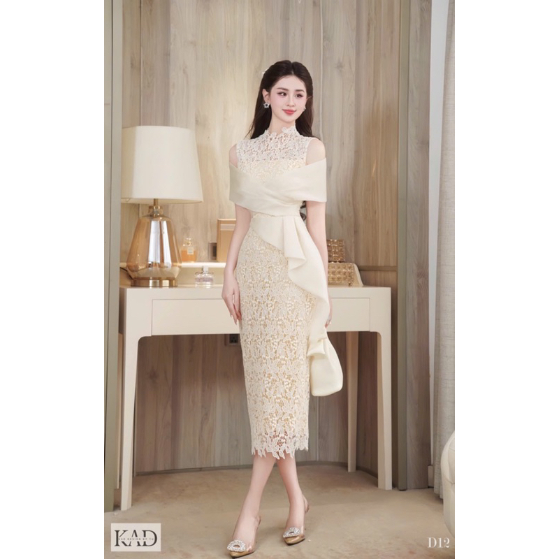 Đầm dự tiệc sang trọng tafta phối ren chuẩn cao cấp Xưởng May Na Bùi