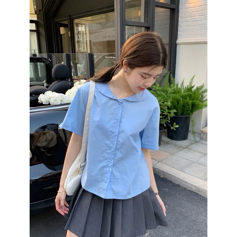 CITRA - Áo sơ mi cộc trơn dáng vừa