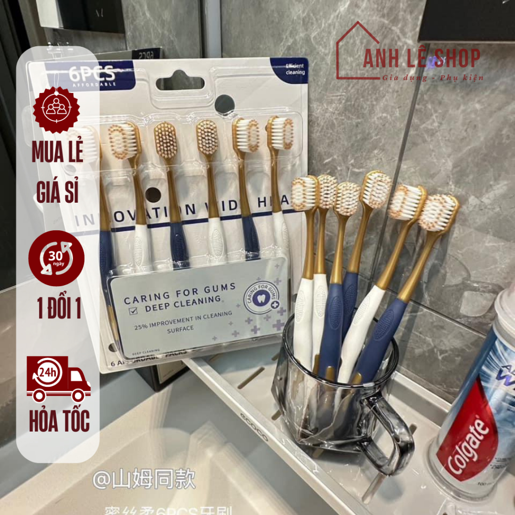Sét 6 Bàn Chải Đánh Răng Hàn Quốc Lông Mềm Làm Sạch Bảo Vệ Răng
