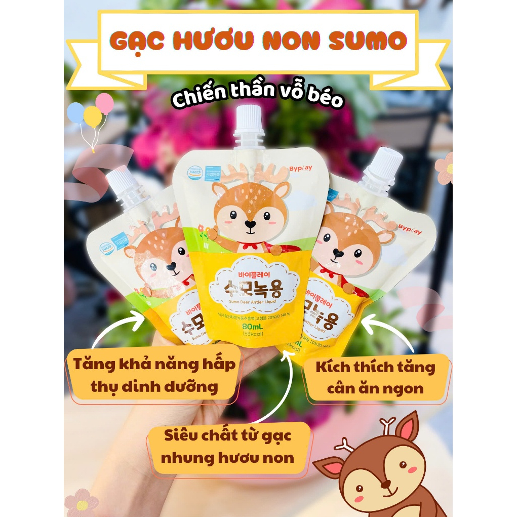 Gạc Hươu Non Tăng Cân SUMO Hàn Quốc Ăn Ngon, Tăng Cân, Tăng Sức Đề Kháng, Miễn Dịch Cho Bé 1 hộp 10 Gói x80ml