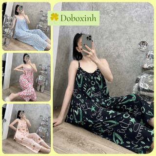 Đồ bộ tole nữ mặc nhà, bộ lanh áo dây quần suông 8 tấc vnxk doboxinh