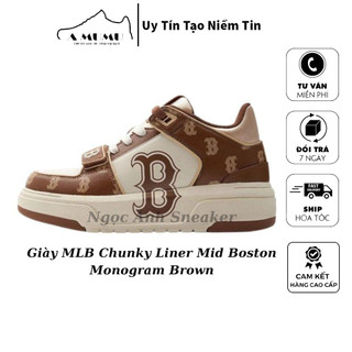 Giày mlb chunky liner mid boston monogram brown bản mới nhất 2024
