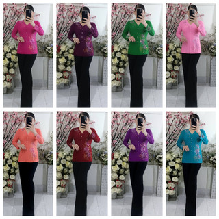 Bộ Lẻ (Áo Bà Ba Ép Đá + Quần Đen Ống Rộng) -- Bảng Ép Đá 1