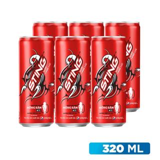  Lốc 6 Lon Nước Tăng Lực  Nước Ngọt Có Ga Sting Dâu 330ml 