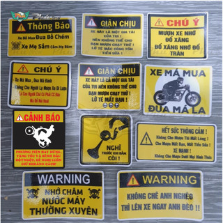 Tem sticker cảnh báo không cho mượn, mượn xe nhớ đổ xăng, xe má mua, giận chịu, chú ý, thông báo
