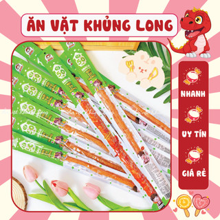 Snack Cay Sợi Tơ Hồng Dài 50cm, Que Tăm Cay Tuổi Thơ, Ăn vặt Khủng Long