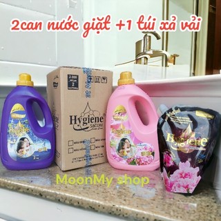  Combo 2 can nước giặt can 2 lít  kèm 1 túi nước xả vải HygieneVN 1150ml lưu hương đậm đặc thơm lâu đến 72h,hàng VN SX 