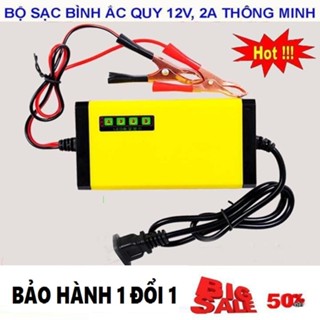 Bộ sạc bình ắc quy tự động ngắt 12V 2Ah-20Ah sạc acquy xe máy, xe ô tô, có đèn led báo đầy