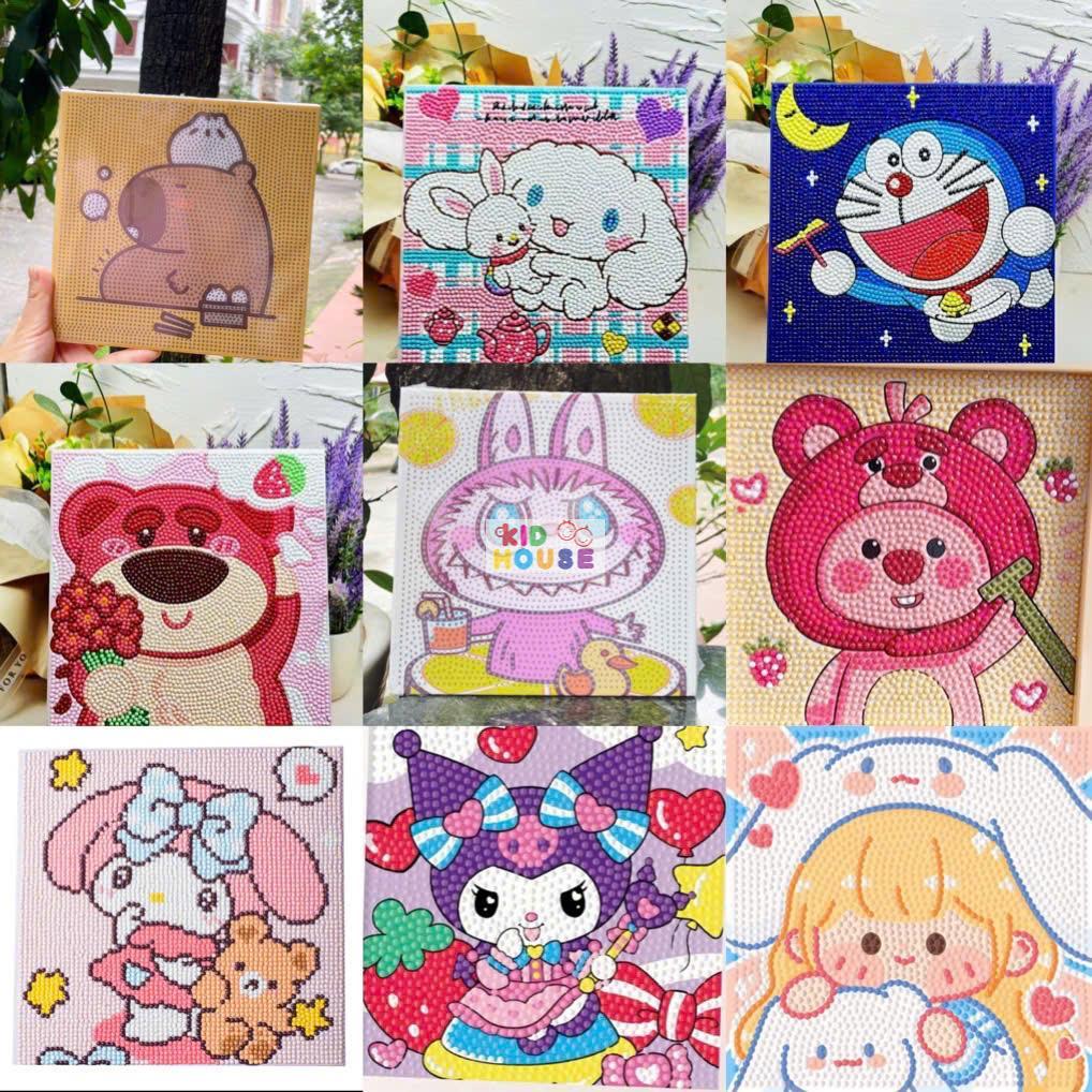 (20x20cm) Tranh đính đá hoạ tiết hoạt hình dễ thương độc đáo, tranh đính đá tự làm kuromi, zootopia, capybara