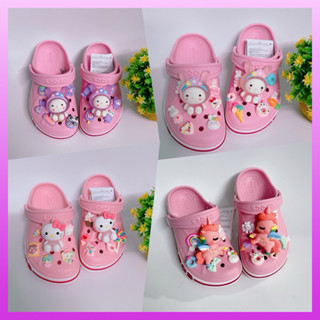 [ Tặng 10 sticker ] Dép Croc Baya màu hồng mix Cham/Sticker Vip cho bé gái MunCrocs sỉ lẻ Crocss classic bé trai nam nữ