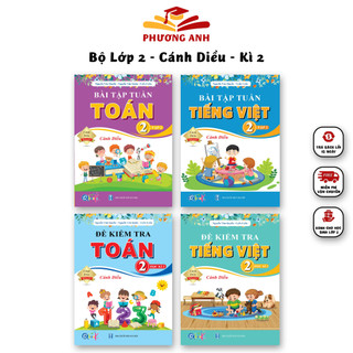 Sách - Combo Bài Tập Tuần và Đề Kiểm Tra lớp 2 Cánh diều - Toán và Tiếng Việt Học kì 2 (4 cuốn)