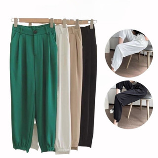  Quần Baggy Nữ Gấu Lệch Bo Chun Chân Quần Jogger Nữ Minxinh Chất Chéo Hàn Nhiều Màu  MÃ QB072  