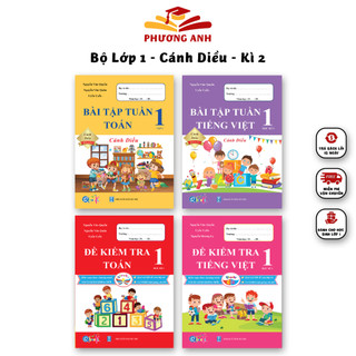 Sách - Combo Bài Tập Tuần và Đề Kiểm Tra Lớp 1 Cánh Diều - Môn Toán và Tiếng Việt học kì 2 (4 cuốn)