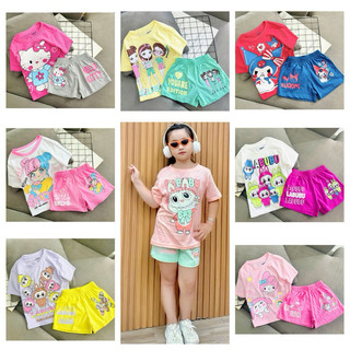 11-40kg bộ đùi bé gái +labubu- pony-gấu dâu-  thun coton xuất mềm mịn thấm hút mồ hôi tốt 1011