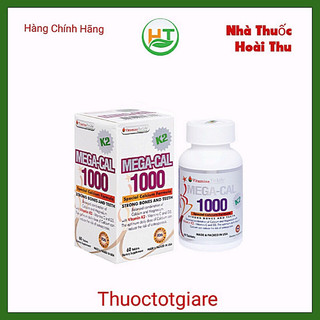 Canxi Mega Cal K2 1000 mg - Bổ sung canxi , chống loãng xương ( nhập khẩu Mỹ) lọ 60 viên