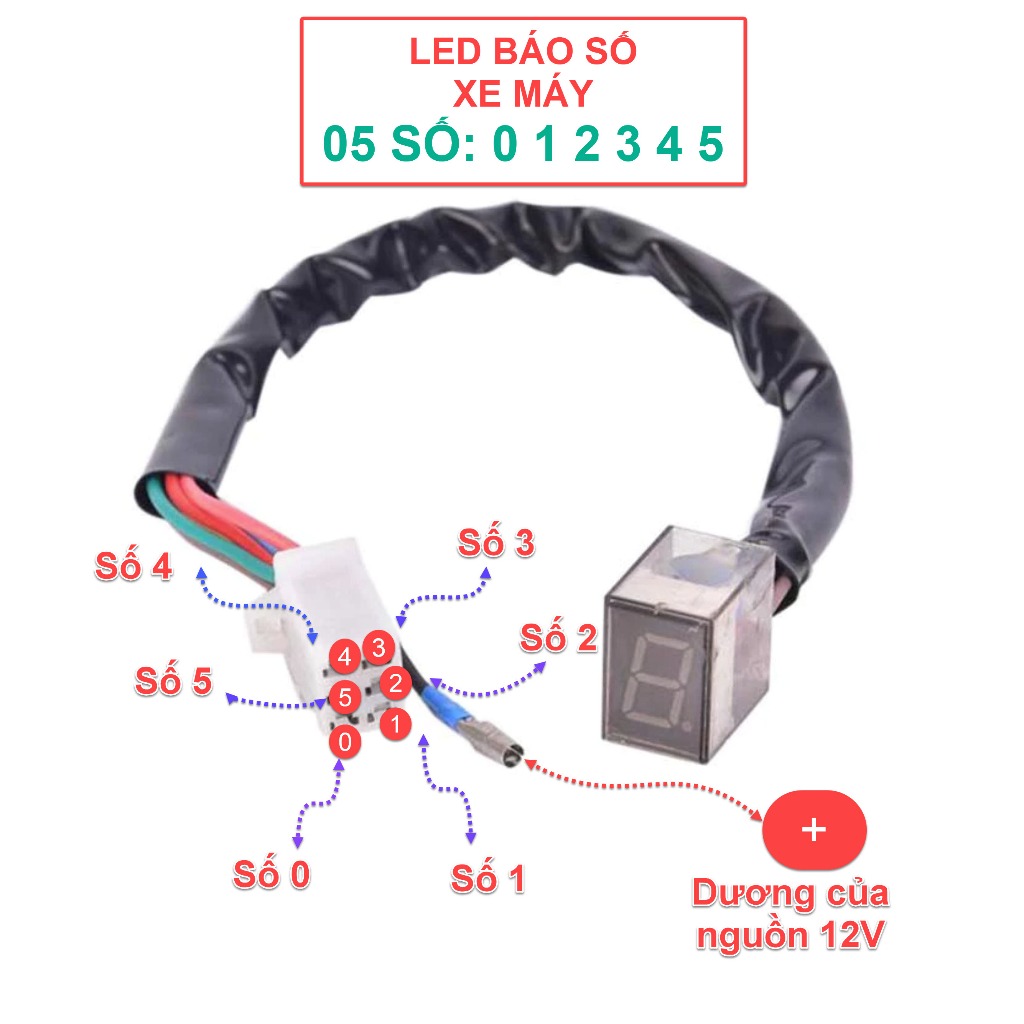 02 LED 01 LED Báo Số Xe Máy Hiện Số 0 1 2 3 4 5