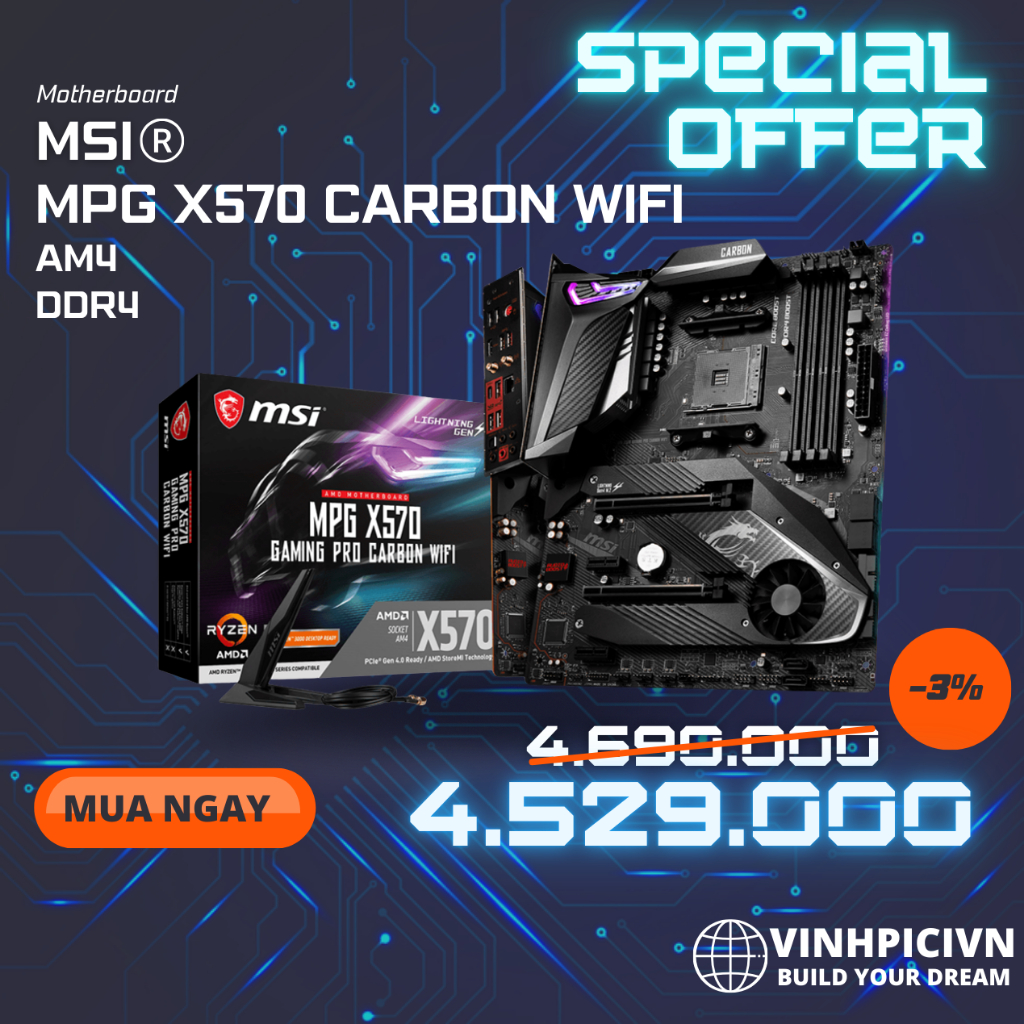 Mainboard MSI MPG X570 GAMING PRO CARBON WIFI [NEW]