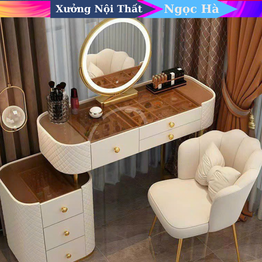 Bàn Trang Điểm Gương Led Cảm Ứng Cao Cấp MD4. Gỗ MDF. Nhập Khẩu Cao Cấp Hiện Đại Free Ship HN HN