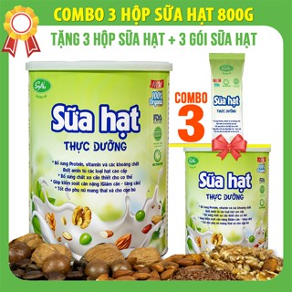 COMBO 3 HỘP Sữa Hạt Thực Dưỡng Soyna 800g, tặng kèm 3 hộp Sữa Hạt 300g và 3 gói Sữa Hạt