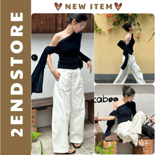 (Có sẵn) 2END Áo lệch vai đen dài tay chất thun nhũ (KoreanStyle)